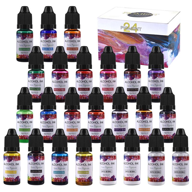 Alcohol Ink Set - 24 kolor/zestaw 10ml żywica Pigment Art