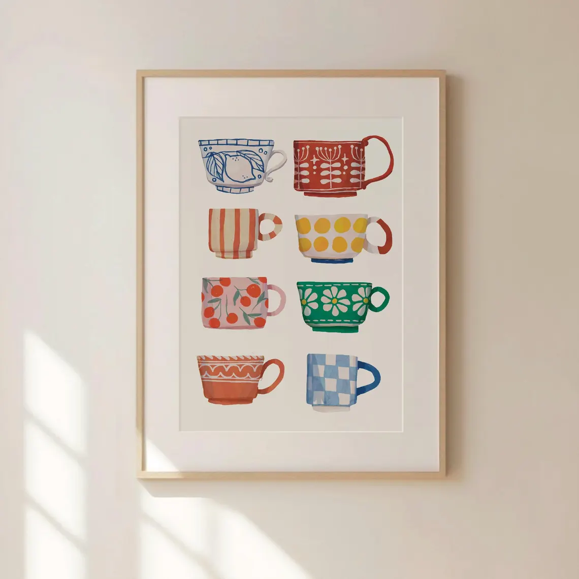 Art Craft Kitchen - Wzór z filiżanką herbaty, Plakat śniadaniowy,