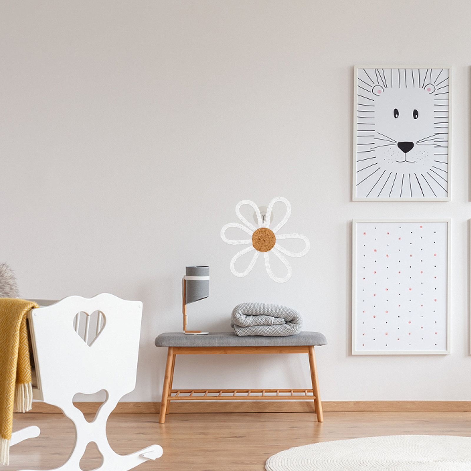 Art And Craft For Nursery - Dekoracja ścienna z tkanych stokrotek, boho