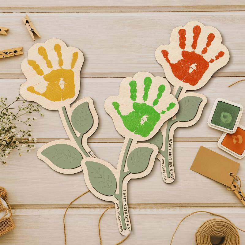 Art And Craft For Nursery - Drewniana tabliczka z odciskiem dłoni, do