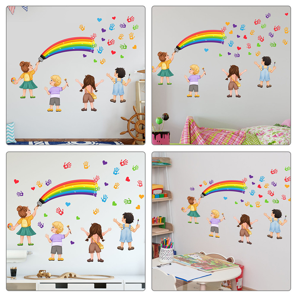 Art And Craft For Nursery - DIY Samodzielna tęczowa dekoracja ścienna, naklejki