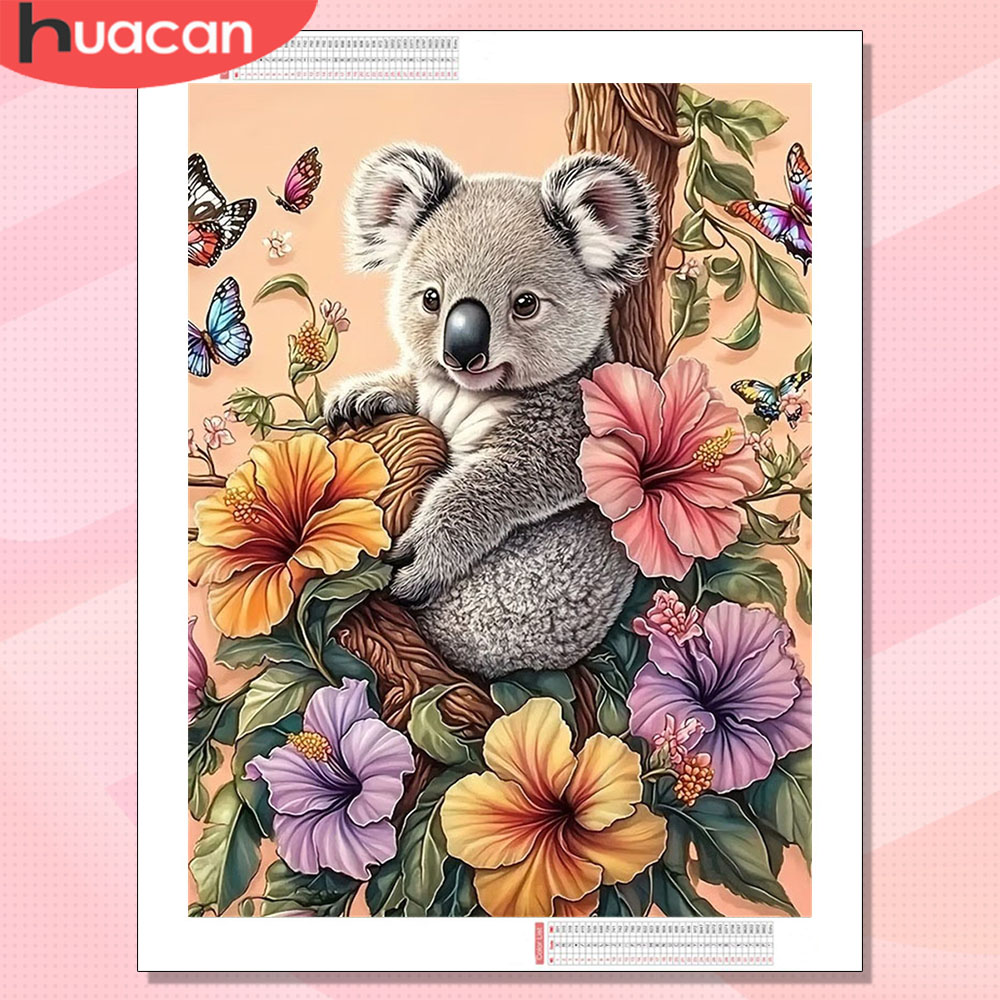 Art Craft Hobbies - HUACAN Diamentowe Malowanie Koala Zwierzę Kwiat