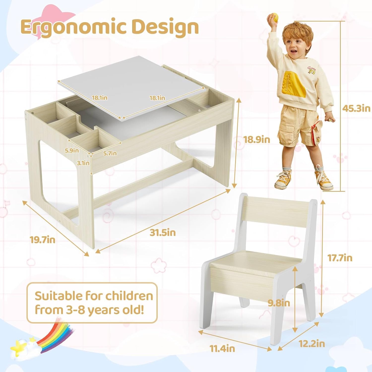 Zestaw 3 w 1: Stolik i krzesło – Art And Craft For Nursery recenzja i cena