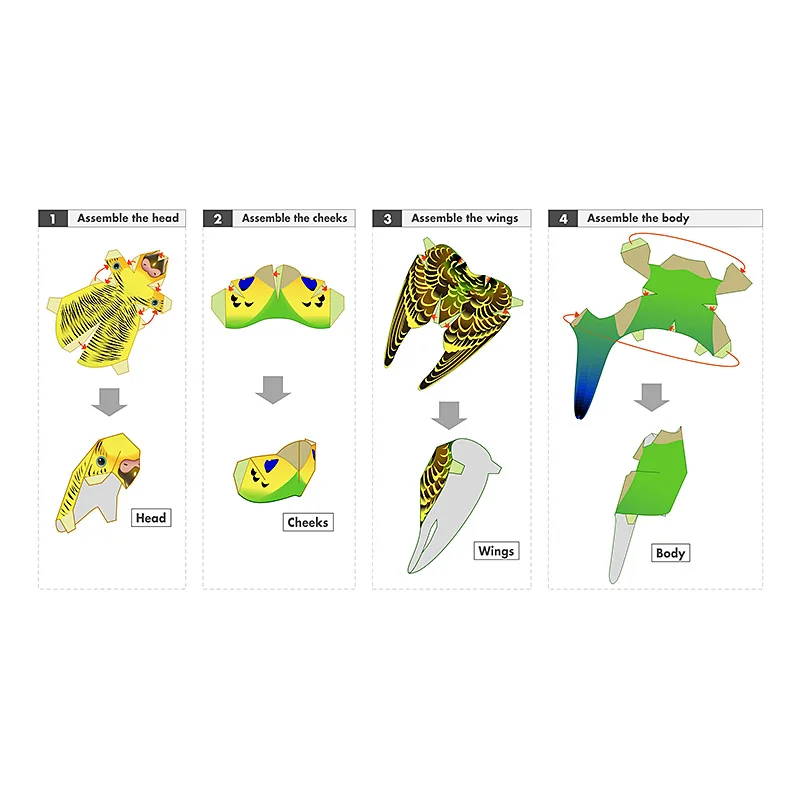 Budgerigar Parrot Bird Handmad – Art Craft Cardboard recenzja i cena